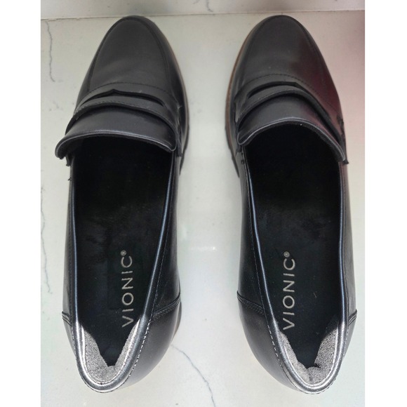 Vionic Cheryl II Black Leather Platform Loafers Women's Size 8.5 - Picture 9 of 10